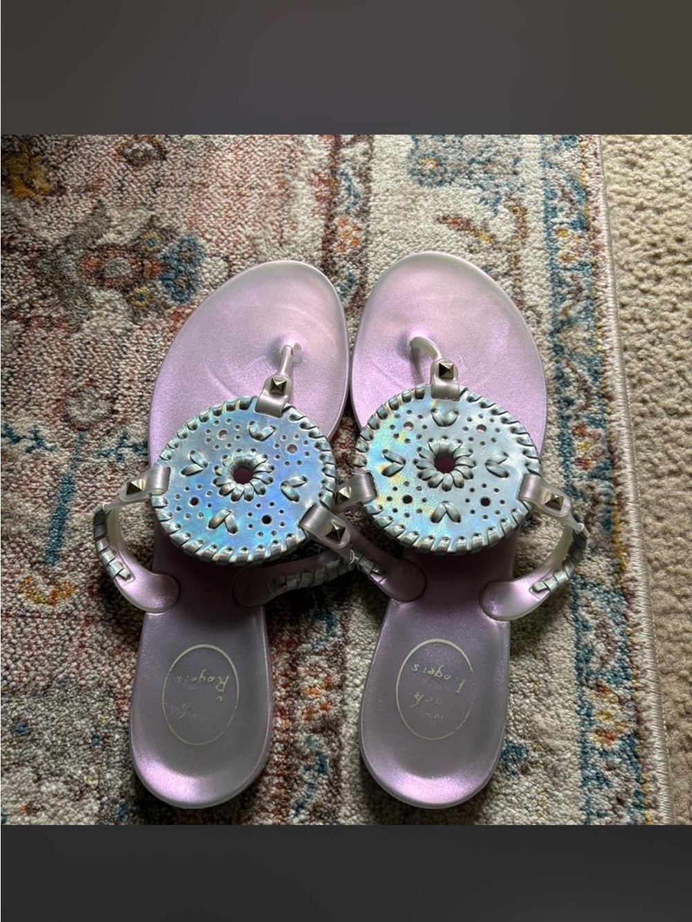 Pearl Pink and White/Silver Iridescent Jack Roger Flip Flops